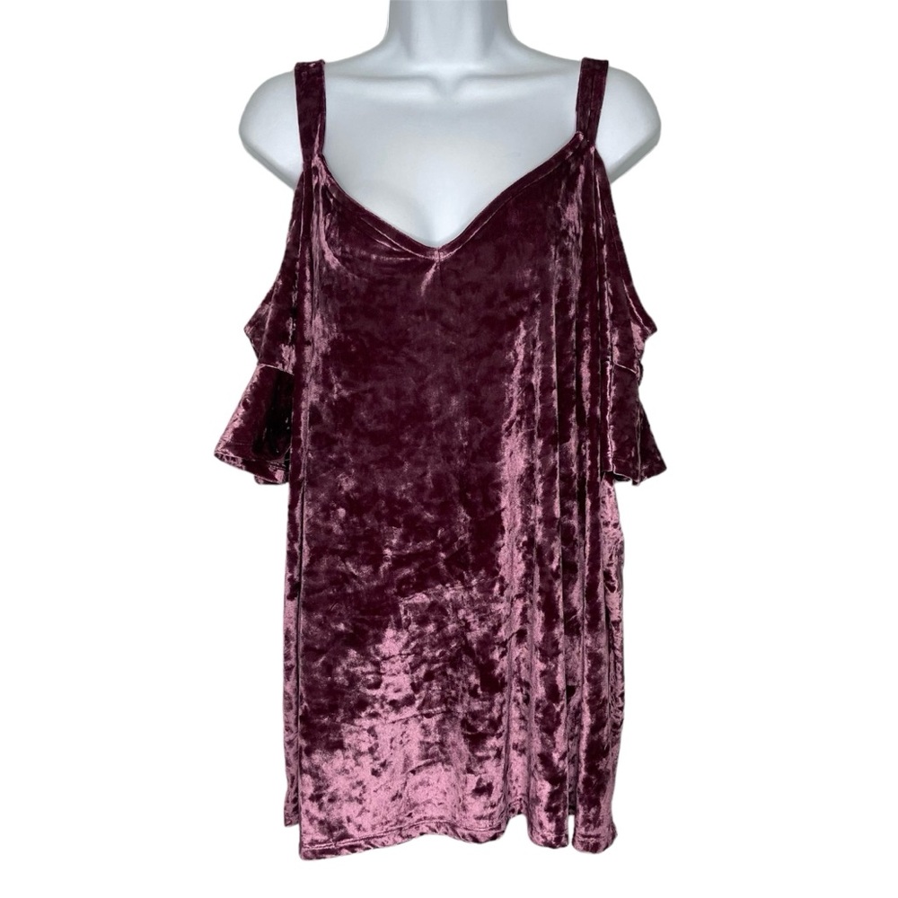 Torrid Crush Velvet Cold Shoulder Top